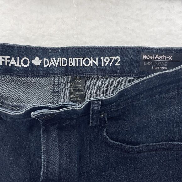 Buffalo David Bitton Ash-x Jeans Men's 34x32 Blue Dark Wash Slim Stretch Denim - Picture 5 of 12